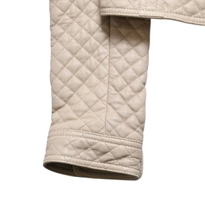 DOLCE&GABBANA ドルチェアンドガッバーナ キルティング ラムレザー ライダースジャケット SB0067 ラムスキン エポレット ベージュ 美品 中古 4a004808