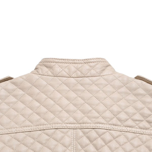 DOLCE&GABBANA ドルチェアンドガッバーナ キルティング ラムレザー ライダースジャケット SB0067 ラムスキン エポレット ベージュ 美品 中古 4a004808