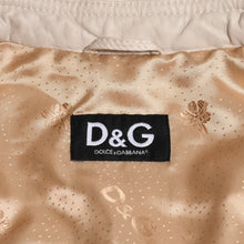 画像をギャラリービューアに読み込む, DOLCE&amp;GABBANA ドルチェアンドガッバーナ キルティング ラムレザー ライダースジャケット SB0067 ラムスキン ベージュ クロップド エポレット ベージュ シルバー金具 美品 中古 4a004808