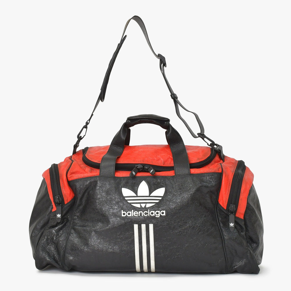 Very Good Condition BALENCIAGA × adidas Balenciaga Adidas Collaboration Boston Bag Trefile 721894 Black Red Used 4a004986