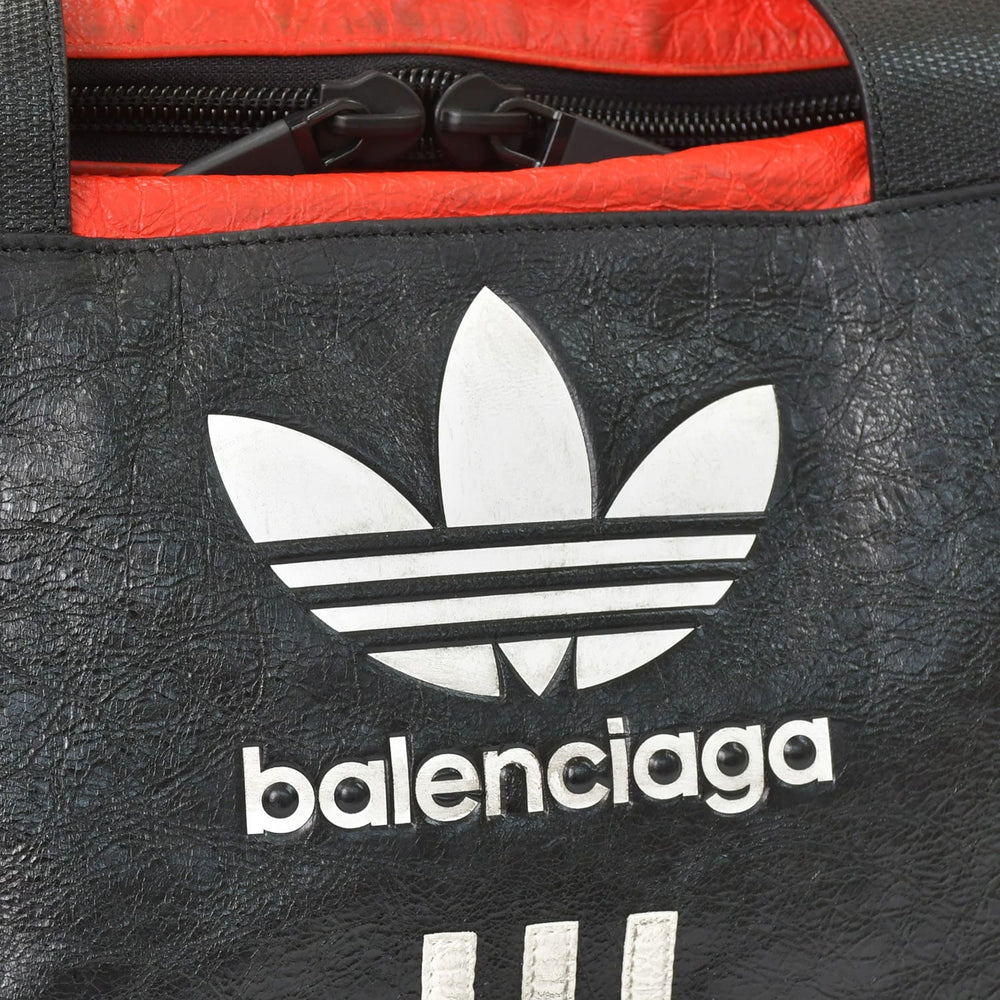 Very Good Condition BALENCIAGA × adidas Balenciaga Adidas Collaboration Boston Bag Trefile 721894 Black Red Used 4a004986