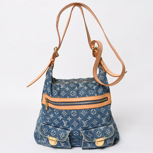 極美品 LOUIS VUITTON ルイヴィトン モノグラムデニム バギーGM ショルダーバッグ ハンドバッグ M95048 インディゴブルー ゴールド金具 中古 4a004987