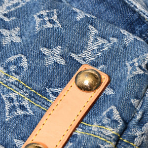 極美品 LOUIS VUITTON ルイヴィトン モノグラムデニム バギーGM ショルダーバッグ ハンドバッグ M95048 インディゴブルー ゴールド金具 中古 4a004987