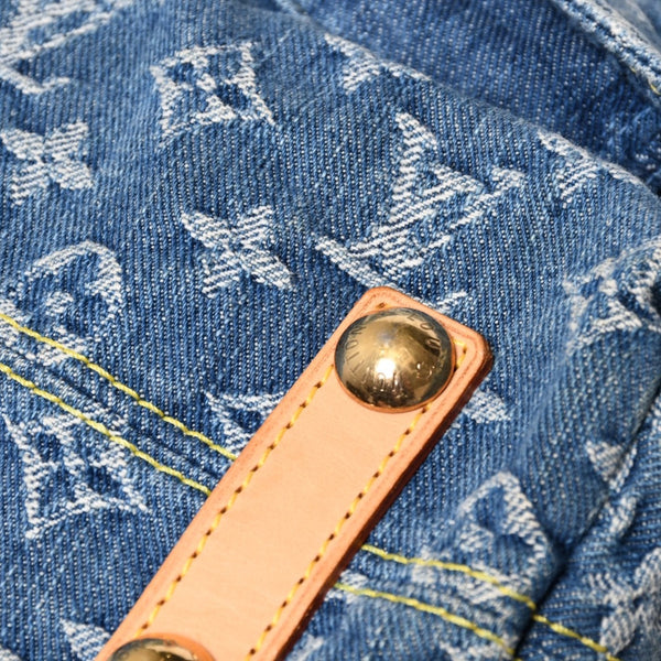 極美品 LOUIS VUITTON ルイヴィトン モノグラムデニム バギーGM ショルダーバッグ ハンドバッグ M95048 インディゴブルー ゴールド金具 中古 4a004987