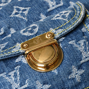 極美品 LOUIS VUITTON ルイヴィトン モノグラムデニム バギーGM ショルダーバッグ ハンドバッグ M95048 インディゴブルー ゴールド金具 中古 4a004987