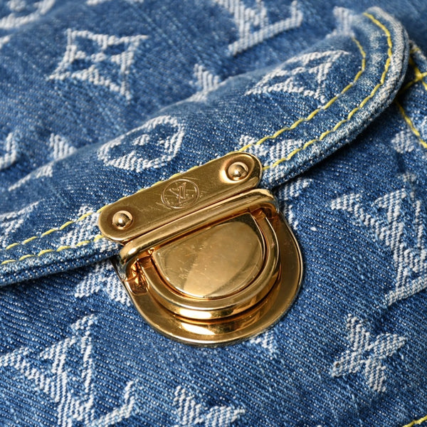 極美品 LOUIS VUITTON ルイヴィトン モノグラムデニム バギーGM ショルダーバッグ ハンドバッグ M95048 インディゴブルー ゴールド金具 中古 4a004987