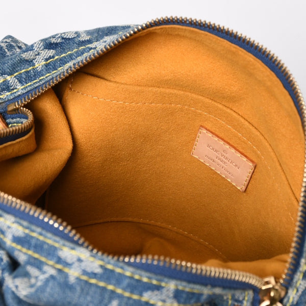 極美品 LOUIS VUITTON ルイヴィトン モノグラムデニム バギーGM ショルダーバッグ ハンドバッグ M95048 インディゴブルー ゴールド金具 中古 4a004987