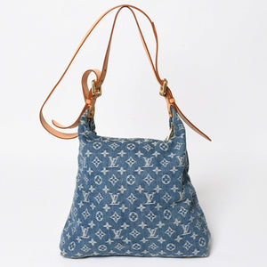 極美品 LOUIS VUITTON ルイヴィトン モノグラムデニム バギーGM ショルダーバッグ ハンドバッグ M95048 インディゴブルー ゴールド金具 中古 4a004987
