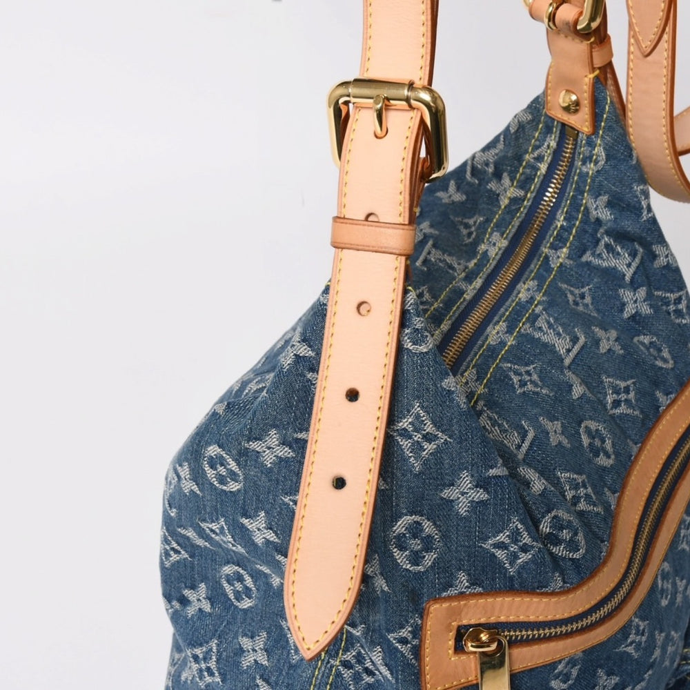 極美品 LOUIS VUITTON ルイヴィトン モノグラムデニム バギーGM ショルダーバッグ ハンドバッグ M95048 インディゴブルー ゴールド金具 中古 4a004987
