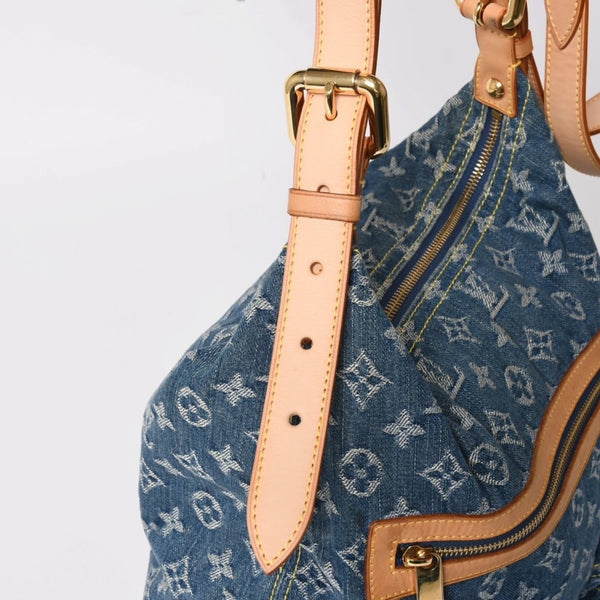 極美品 LOUIS VUITTON ルイヴィトン モノグラムデニム バギーGM ショルダーバッグ ハンドバッグ M95048 インディゴブルー ゴールド金具 中古 4a004987