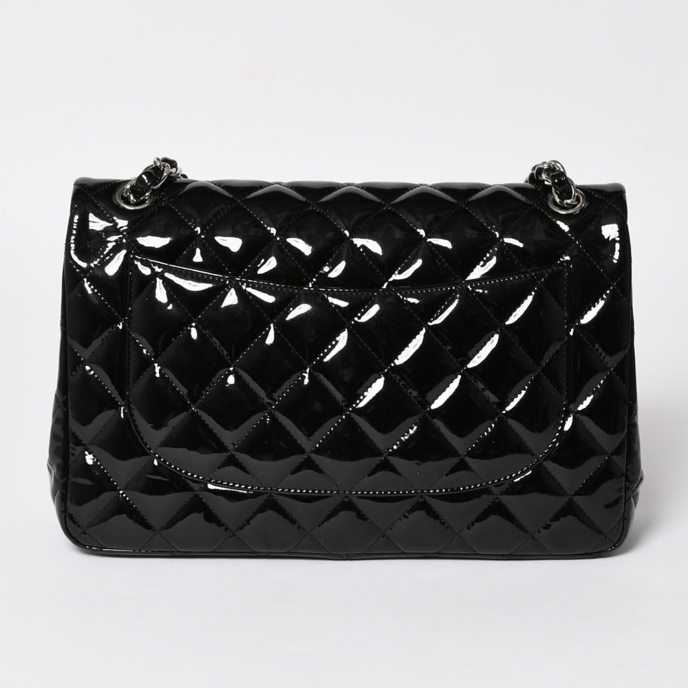 極美品 CHANEL シャネル デカマトラッセ30 Wフラップ Wチェーンショルダーバッグ 15番台 ココマーク パテントレザー SV金具 中古 4a004962