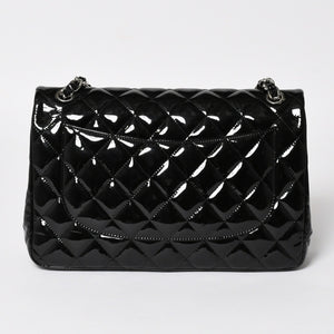 極美品 CHANEL シャネル デカマトラッセ30 Wフラップ Wチェーンショルダーバッグ 15番台 ココマーク パテントレザー SV金具 中古 4a004962