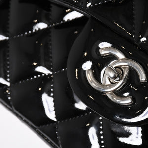極美品 CHANEL シャネル デカマトラッセ30 Wフラップ Wチェーンショルダーバッグ 15番台 ココマーク パテントレザー SV金具 中古 4a004962