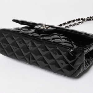 極美品 CHANEL シャネル デカマトラッセ30 Wフラップ Wチェーンショルダーバッグ 15番台 ココマーク パテントレザー SV金具 中古 4a004962