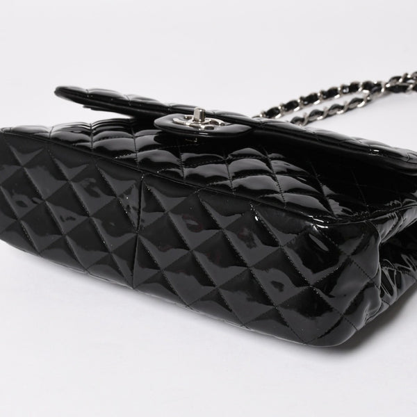 極美品 CHANEL シャネル デカマトラッセ30 Wフラップ Wチェーンショルダーバッグ 15番台 ココマーク パテントレザー SV金具 中古 4a004962