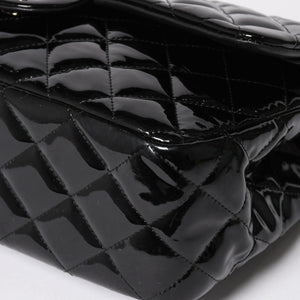極美品 CHANEL シャネル デカマトラッセ30 Wフラップ Wチェーンショルダーバッグ 15番台 ココマーク パテントレザー SV金具 中古 4a004962
