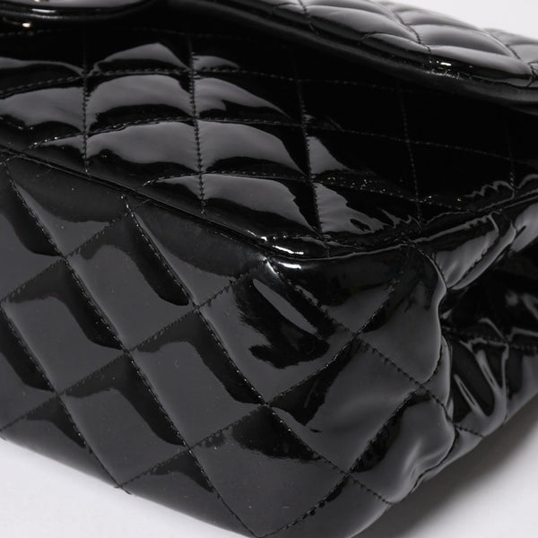 極美品 CHANEL シャネル デカマトラッセ30 Wフラップ Wチェーンショルダーバッグ 15番台 ココマーク パテントレザー SV金具 中古 4a004962