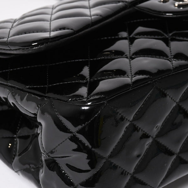 極美品 CHANEL シャネル デカマトラッセ30 Wフラップ Wチェーンショルダーバッグ 15番台 ココマーク パテントレザー SV金具 中古 4a004962