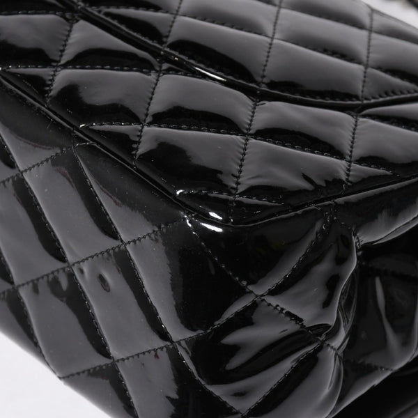 極美品 CHANEL シャネル デカマトラッセ30 Wフラップ Wチェーンショルダーバッグ 15番台 ココマーク パテントレザー SV金具 中古 4a004962