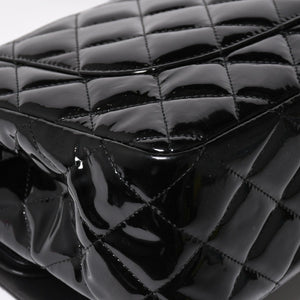 極美品 CHANEL シャネル デカマトラッセ30 Wフラップ Wチェーンショルダーバッグ 15番台 ココマーク パテントレザー SV金具 中古 4a004962