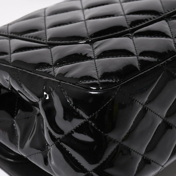 極美品 CHANEL シャネル デカマトラッセ30 Wフラップ Wチェーンショルダーバッグ 15番台 ココマーク パテントレザー SV金具 中古 4a004962