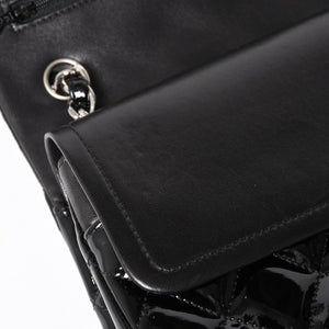 極美品 CHANEL シャネル デカマトラッセ30 Wフラップ Wチェーンショルダーバッグ 15番台 ココマーク パテントレザー SV金具 中古 4a004962