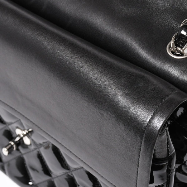 極美品 CHANEL シャネル デカマトラッセ30 Wフラップ Wチェーンショルダーバッグ 15番台 ココマーク パテントレザー SV金具 中古 4a004962