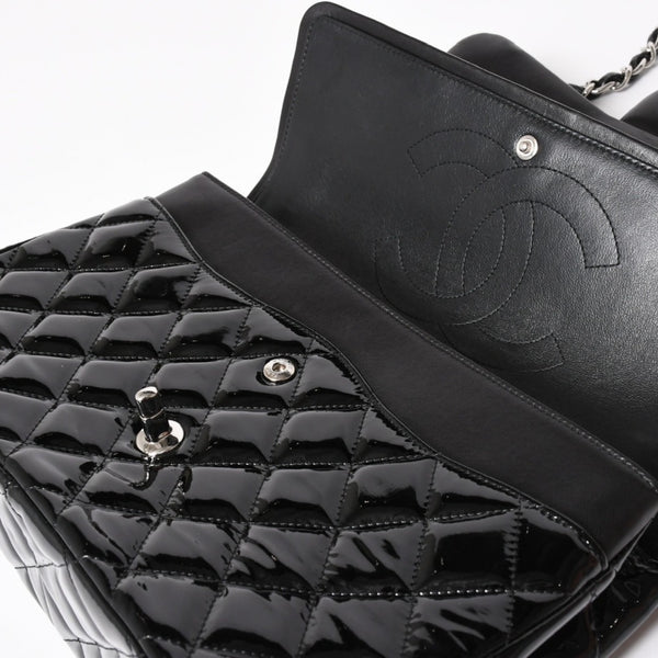 極美品 CHANEL シャネル デカマトラッセ30 Wフラップ Wチェーンショルダーバッグ 15番台 ココマーク パテントレザー SV金具 中古 4a004962