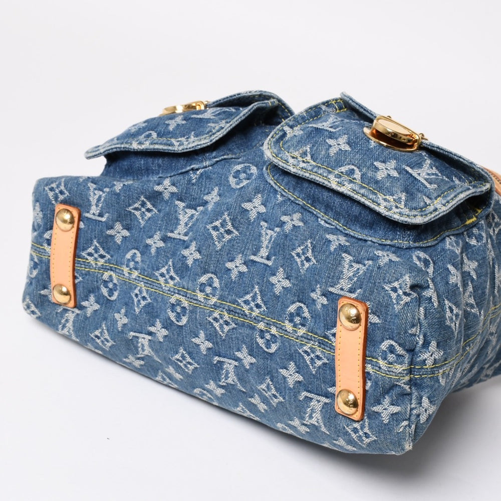 極美品 LOUIS VUITTON ルイヴィトン モノグラムデニム バギーGM ショルダーバッグ ハンドバッグ M95048 インディゴブルー ゴールド金具 中古 4a004987
