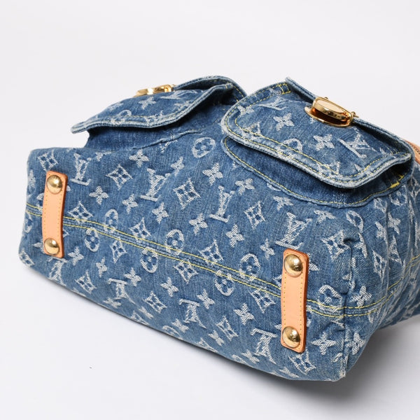 極美品 LOUIS VUITTON ルイヴィトン モノグラムデニム バギーGM ショルダーバッグ ハンドバッグ M95048 インディゴブルー ゴールド金具 中古 4a004987