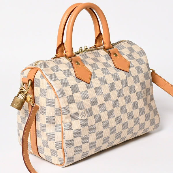 LOUIS VUITTON ルイヴィトン スピーディバンドリエール30 N41373 ダミエアズールキャンバス ホワイト ブラウン 美品 中古 4a004955