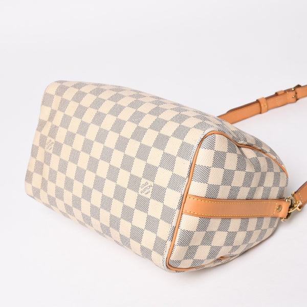 LOUIS VUITTON ルイヴィトン スピーディバンドリエール30 N41373 ダミエアズールキャンバス ホワイト ブラウン 美品 中古 4a004955