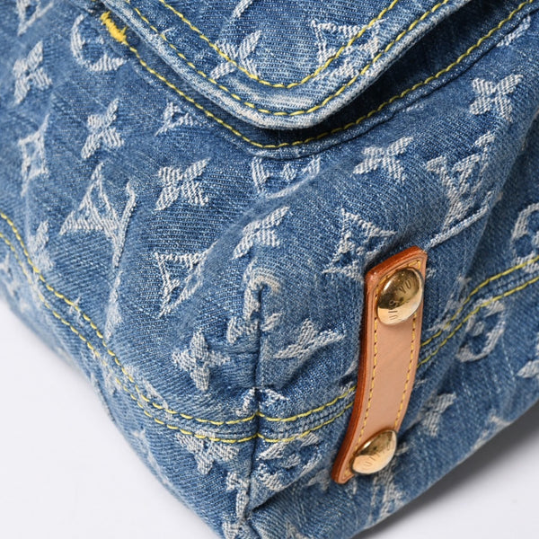 極美品 LOUIS VUITTON ルイヴィトン モノグラムデニム バギーGM ショルダーバッグ ハンドバッグ M95048 インディゴブルー ゴールド金具 中古 4a004987