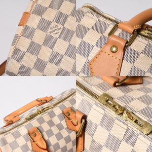LOUIS VUITTON ルイヴィトン スピーディバンドリエール30 N41373 ダミエアズールキャンバス ホワイト ブラウン 美品 中古 4a004955