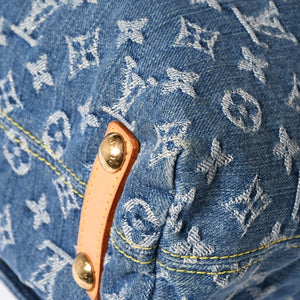 極美品 LOUIS VUITTON ルイヴィトン モノグラムデニム バギーGM ショルダーバッグ ハンドバッグ M95048 インディゴブルー ゴールド金具 中古 4a004987