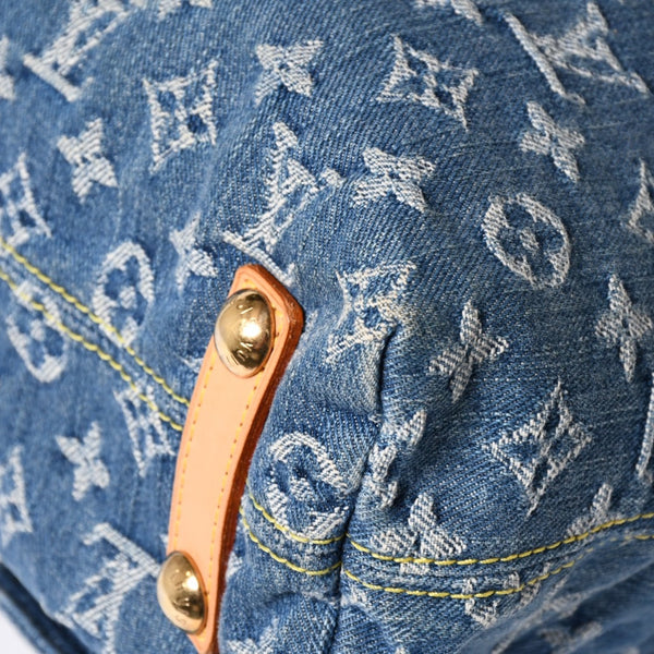 極美品 LOUIS VUITTON ルイヴィトン モノグラムデニム バギーGM ショルダーバッグ ハンドバッグ M95048 インディゴブルー ゴールド金具 中古 4a004987