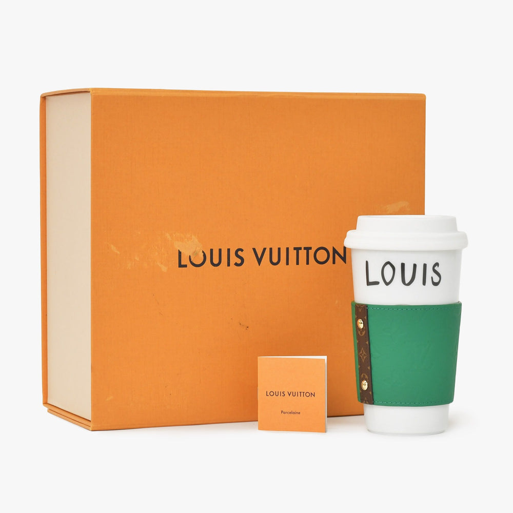 Very good condition LOUIS VUITTON Tumbler Monogram Green White Cup GI0909 Used 4a004988