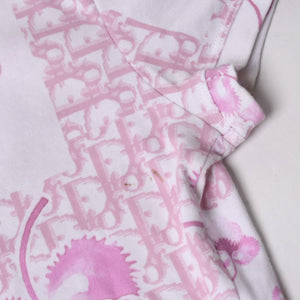 Christian Dior V-neck short sleeve T-shirt 5P16155953 Size 38 Trotter pattern All over pattern Pink Galliano period Good condition Used 4a004999
