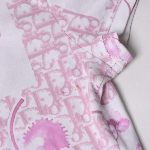 Christian Dior V-neck short sleeve T-shirt 5P16155953 Size 38 Trotter pattern All over pattern Pink Galliano period Good condition Used 4a004999