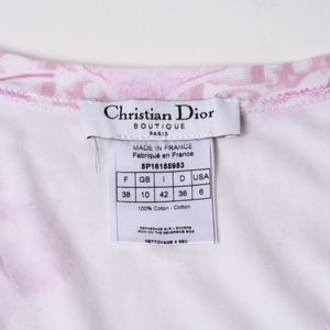 Christian Dior V-neck short sleeve T-shirt 5P16155953 Size 38 Trotter pattern All over pattern Pink Galliano period Good condition Used 4a004999
