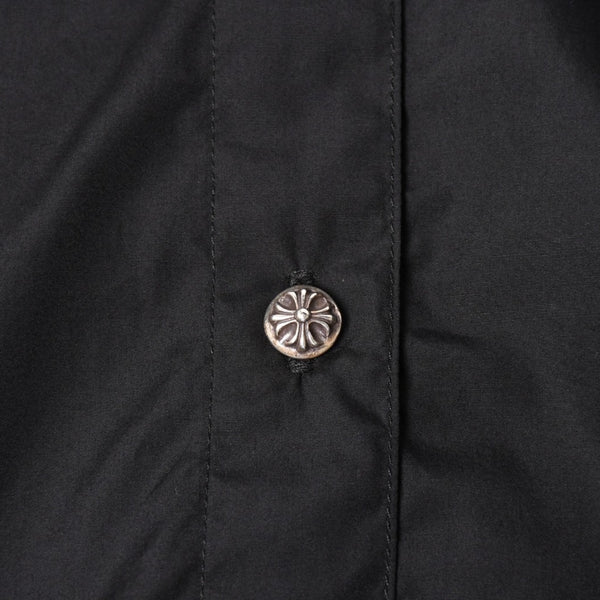 新品未使用 CHROME HEARTS クロムハーツ 長袖シャツ サイズS クロスボールボタン ブラック シルバー925 CHロゴ刺繍 中古 4a004936