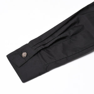 新品未使用 CHROME HEARTS クロムハーツ 長袖シャツ サイズS クロスボールボタン ブラック シルバー925 CHロゴ刺繍 中古 4a004936