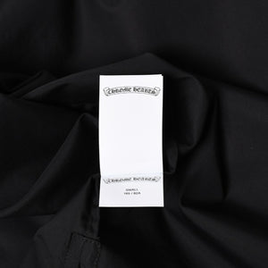 新品未使用 CHROME HEARTS クロムハーツ 長袖シャツ サイズS クロスボールボタン ブラック シルバー925 CHロゴ刺繍 中古 4a004936
