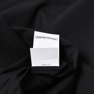 新品未使用 CHROME HEARTS クロムハーツ 長袖シャツ サイズS クロスボールボタン ブラック シルバー925 CHロゴ刺繍 中古 4a004936