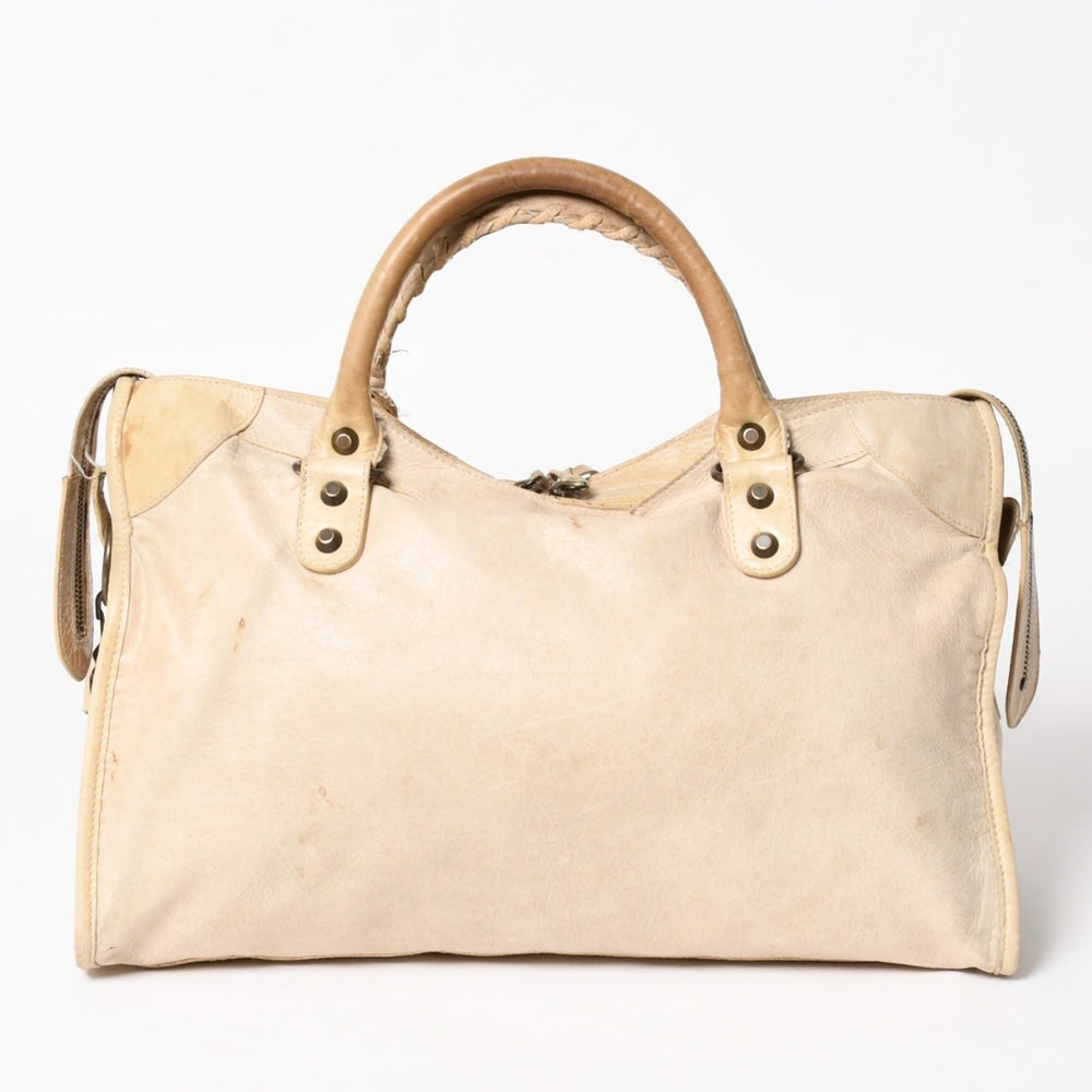 BALENCIAGA バレンシアガ ザ・シティ 115748 ハンドバッグ ショルダーバッグ 2WAY レザー ベージュ 良品 中古 4a004668