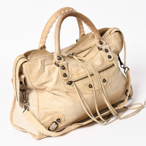 BALENCIAGA バレンシアガ ザ・シティ 115748 ハンドバッグ ショルダーバッグ 2WAY レザー ベージュ 良品 中古 4a004668