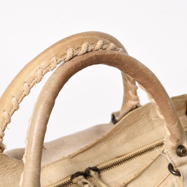 BALENCIAGA バレンシアガ ザ・シティ 115748 ハンドバッグ ショルダーバッグ 2WAY レザー ベージュ 良品 中古 4a004668
