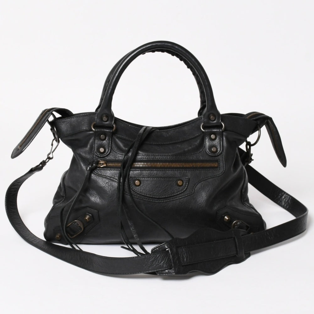 BALENCIAGA バレンシアガ ザ・タウン 240579 ハンドバッグ ショルダーバッグ 2WAY ブラック レザー 美品 中古 4a004687