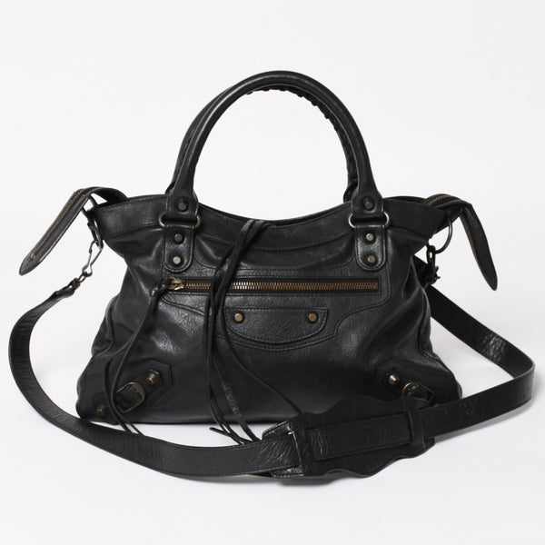 BALENCIAGA バレンシアガ ザ・タウン 240579 ハンドバッグ ショルダーバッグ 2WAY ブラック レザー 美品 中古 4a004687