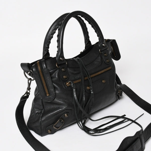 BALENCIAGA バレンシアガ ザ・タウン 240579 ハンドバッグ ショルダーバッグ 2WAY ブラック レザー 美品 中古 4a004687